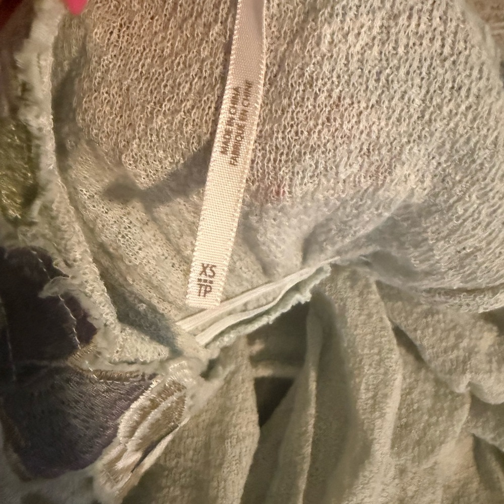 Free People Light Green Camisole with Lilac Lace and Floral Appliqué - Picture 5 of 12